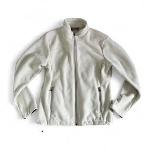 REI cream fleece jacket with adjustable waist